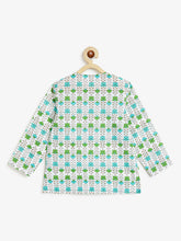 Load image into Gallery viewer, Campana Kids Appu Pure Cotton Floral Print Nightsuit - Blue &amp; Green
