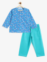 Load image into Gallery viewer, Campana Kids Appu Pure Cotton Floral Print Nightsuit - Blue &amp; Green
