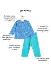 Load image into Gallery viewer, Campana Kids Appu Pure Cotton Floral Print Nightsuit - Blue &amp; Green
