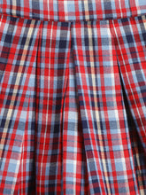 Load image into Gallery viewer, Campana Girls Fiona Pleated Skirt - Checks - Red &amp; French Blue

