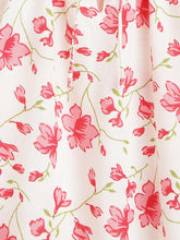 Load image into Gallery viewer, Campana Girls Nora Top with Tie-ups - Seamless Floral Print - White &amp; Pink
