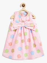 Load image into Gallery viewer, Campana Girls Claire 100% Cotton Dress with Bow - Flower Doodle Print - Pink
