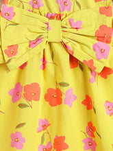 Load image into Gallery viewer, Campana Girls Claire Pure Cotton Floral Printed Dress with Bow - Yellow
