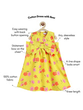 Load image into Gallery viewer, Campana Girls Claire Pure Cotton Floral Printed Dress with Bow - Yellow
