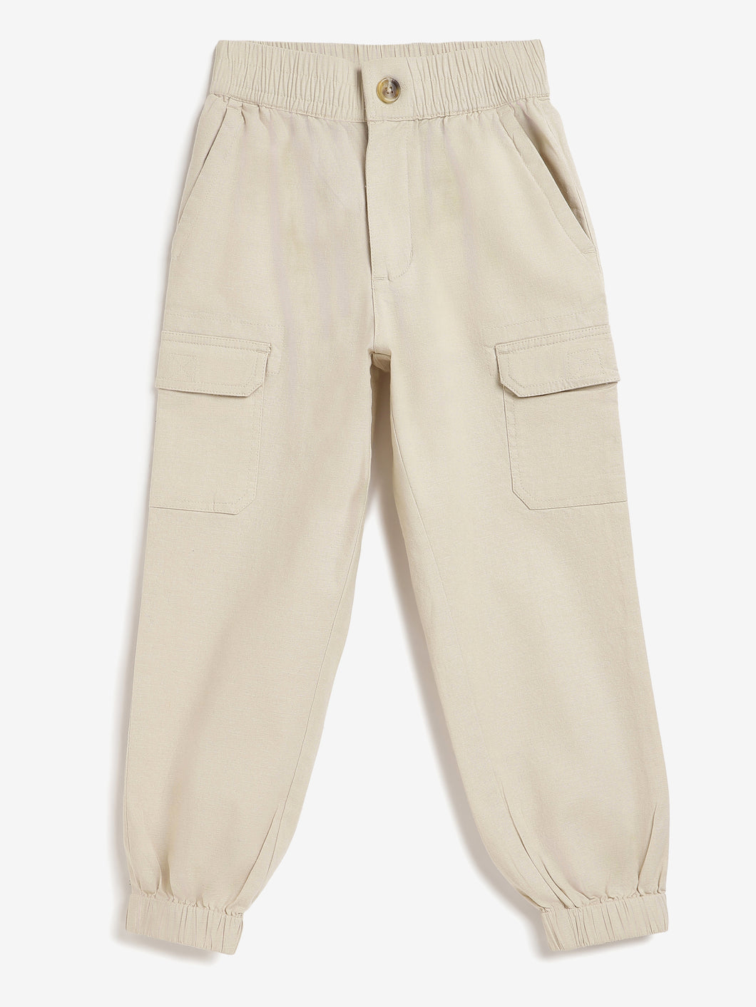 Campana Boys Travis Cotton-Lycra Cargo Joggers - Beige
