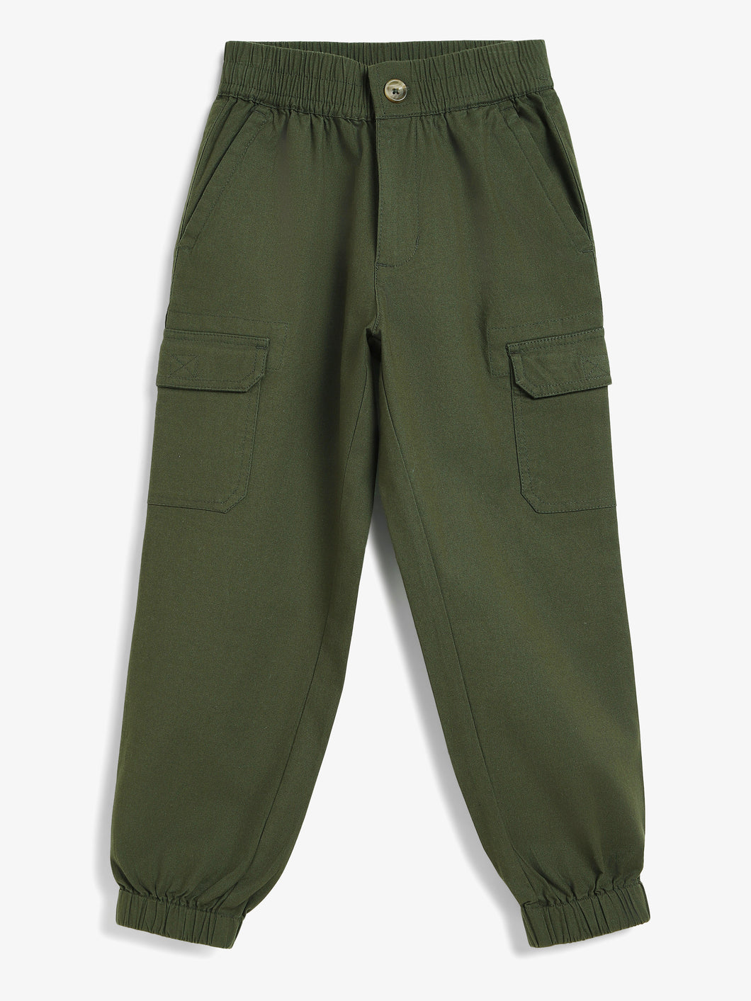Campana Boys Travis Cotton-Lycra Cargo Joggers - Military Green