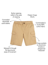 Load image into Gallery viewer, Campana Boys Yohan 100% Cotton Cargo Shorts - Beige
