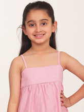 Load image into Gallery viewer, Campana Girls Amelia Striped Cotton Dress with Pockets - Peach
