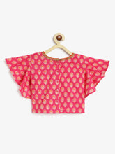 Load image into Gallery viewer, Campana Girls Gulnaz Lehenga Set - Blockprint &amp; Jaal Print - Magenta
