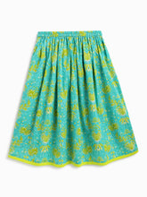 Load image into Gallery viewer, Campana Girls Gulnaz Lehenga Set - Blockprint &amp; Jaal Print - Turquoise Blue &amp; Lime Green
