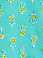 Load image into Gallery viewer, Campana Girls Gulnaz Lehenga Set - Blockprint &amp; Jaal Print - Turquoise Blue &amp; Lime Green
