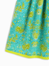 Load image into Gallery viewer, Campana Girls Gulnaz Lehenga Set - Blockprint &amp; Jaal Print - Turquoise Blue &amp; Lime Green
