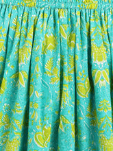 Load image into Gallery viewer, Campana Girls Gulnaz Lehenga Set - Blockprint &amp; Jaal Print - Turquoise Blue &amp; Lime Green
