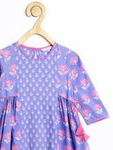 Load image into Gallery viewer, Campana Girls Kavya Panelled Kurta with Flared Pants &amp; Dupatta Set - Floral Print - Purple &amp; Pink
