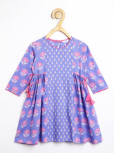 Load image into Gallery viewer, Campana Girls Kavya Panelled Kurta with Flared Pants &amp; Dupatta Set - Floral Print - Purple &amp; Pink
