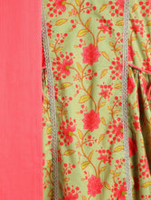Load image into Gallery viewer, Campana Girls Kavya Floral Printed Cotton Kurta Palazzo Set with Dupatta - Green &amp; Peach

