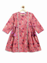 Load image into Gallery viewer, Campana Girls Kavya Floral Printed Cotton Kurta Palazzo Set with Dupatta - Pink &amp; Purple
