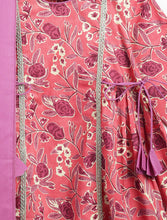 Load image into Gallery viewer, Campana Girls Kavya Floral Printed Cotton Kurta Palazzo Set with Dupatta - Pink &amp; Purple
