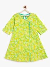 Load image into Gallery viewer, Campana Girls Mira Pure Cotton Leafy Print Kurta - Lime Green
