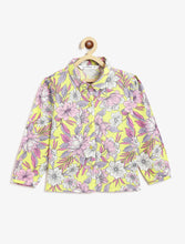 Load image into Gallery viewer, Campana Girls Melody Tropical Floral Printed Shirt Style Top  - Yellow and Pink
