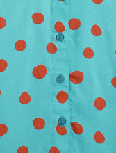 Load image into Gallery viewer, Campana Girls Melody Polka Dots Printed Shirt Style Top - Teal and Orange
