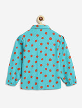 Load image into Gallery viewer, Campana Girls Melody Polka Dots Printed Shirt Style Top - Teal and Orange
