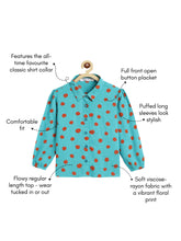 Load image into Gallery viewer, Campana Girls Melody Polka Dots Printed Shirt Style Top - Teal and Orange
