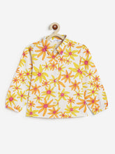 Load image into Gallery viewer, Campana Girls Melody Floral Printed Shirt Style Top - White &amp; Orange
