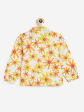 Load image into Gallery viewer, Campana Girls Melody Floral Printed Shirt Style Top - White &amp; Orange
