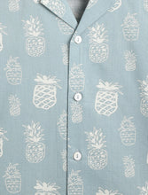 Load image into Gallery viewer, Campana Boys Kenji Half Sleeves Printed Cotton Shirt - Pineapple Print - Light Grey
