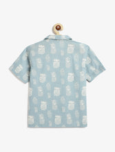 Load image into Gallery viewer, Campana Boys Kenji Half Sleeves Printed Cotton Shirt - Pineapple Print - Light Grey

