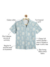 Load image into Gallery viewer, Campana Boys Kenji Half Sleeves Printed Cotton Shirt - Pineapple Print - Light Grey
