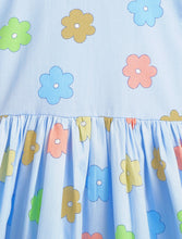 Load image into Gallery viewer, Campana Girls Crystal 100% Cotton Dress with Belt - Flower Doodle Print - Light Blue
