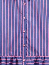 Load image into Gallery viewer, Campana Girls Nova Peplum Frilled Striped Cotton Shirt - Blue &amp; Pink
