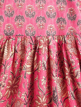 Load image into Gallery viewer, Campana Girls Madhuri Long Cotton Kurta - Blockprint - Cloudy Pink
