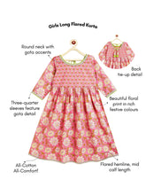 Load image into Gallery viewer, Campana Girls Madhuri Pure Cotton Floral Printed Long Kurta - Pink
