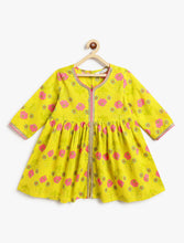 Load image into Gallery viewer, Campana Girls Uma Flared Kurta Sharara Set - Flowers &amp; Stripes - Lime Green &amp; Pink
