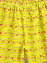Load image into Gallery viewer, Campana Girls Uma Flared Kurta Sharara Set - Flowers &amp; Stripes - Lime Green &amp; Pink
