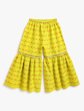 Load image into Gallery viewer, Campana Girls Uma Flared Kurta Sharara Set - Flowers &amp; Stripes - Lime Green &amp; Pink

