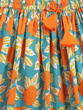 Load image into Gallery viewer, Campana Girls Diya Lehenga Set - Floral Print - Blue &amp; Orange
