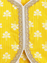 Load image into Gallery viewer, Campana Girls Diya Floral and Kanthawork Lehenga Set - Yellow &amp; White
