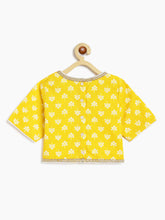 Load image into Gallery viewer, Campana Girls Diya Floral and Kanthawork Lehenga Set - Yellow &amp; White
