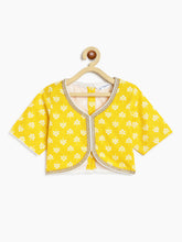 Load image into Gallery viewer, Campana Girls Diya Floral and Kanthawork Lehenga Set - Yellow &amp; White
