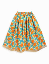 Load image into Gallery viewer, Campana Girls Diya Pure Cotton Floral Printed Lehenga Set - Blue &amp; Orange
