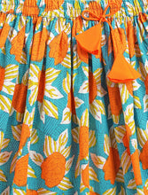 Load image into Gallery viewer, Campana Girls Diya Pure Cotton Floral Printed Lehenga Set - Blue &amp; Orange
