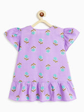 Load image into Gallery viewer, Campana Girls Tara Pure Cotton Tunic &amp; Palazzo Floral Printed Set - Purple &amp; Blue
