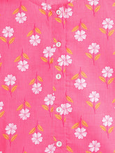 Load image into Gallery viewer, Campana Girls Tara Pure Cotton Tunic &amp; Palazzo Floral Printed Set - Pink &amp; White
