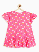Load image into Gallery viewer, Campana Girls Tara Pure Cotton Tunic &amp; Palazzo Floral Printed Set - Pink &amp; White
