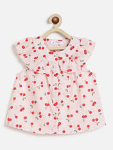 Load image into Gallery viewer, Campana Girls Nina Pure Cotton Frilled Yoke Printed Top - Light Pink
