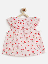Load image into Gallery viewer, Campana Girls Nina Pure Cotton Frilled Yoke Printed Top - Light Pink
